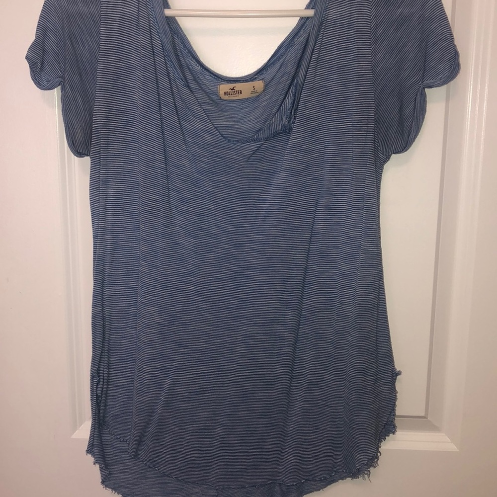 Short sleeve blue and white striped